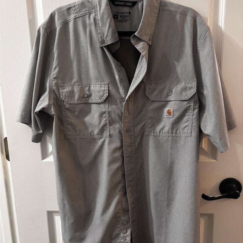 Carhartt Men's Casual Gray Button Down Shirt
